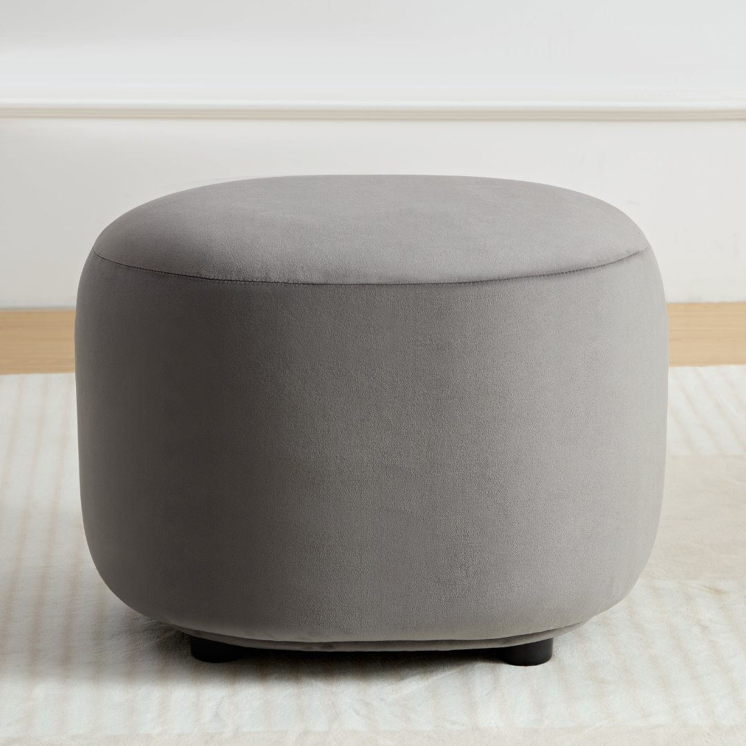 Curvo Velvet Oval Ottoman - Grey - sofa Grey Velvet BUBULAND HOME