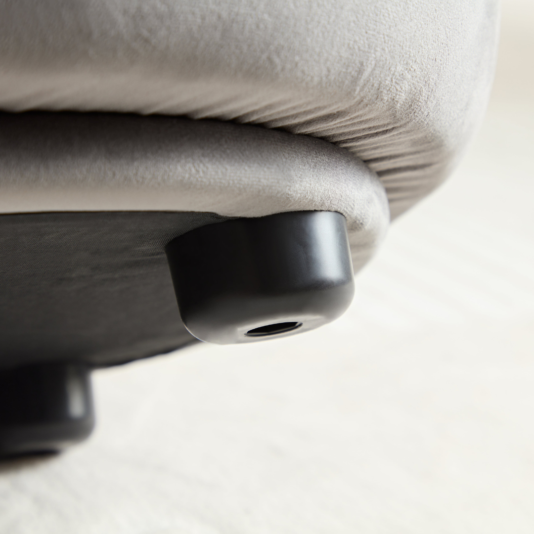 Curvo Velvet Oval Ottoman - Grey - sofa Grey Velvet BUBULAND HOME