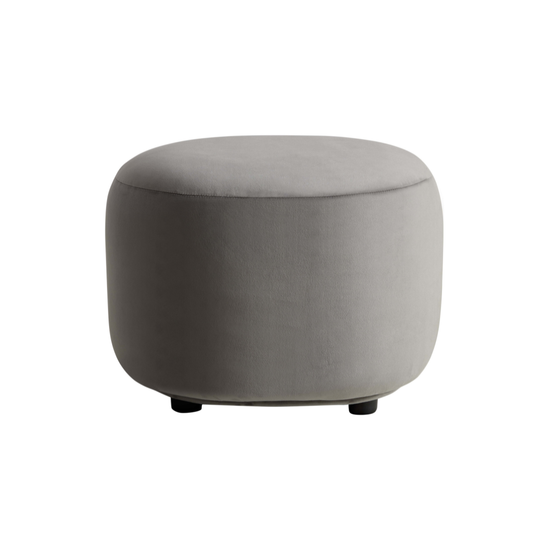 Curvo Velvet Oval Ottoman - Grey - sofa Grey Velvet BUBULAND HOME