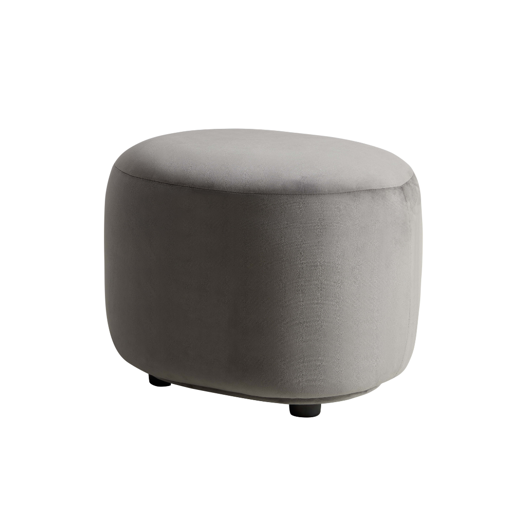 Curvo Velvet Oval Ottoman - Grey - sofa Grey Velvet BUBULAND HOME