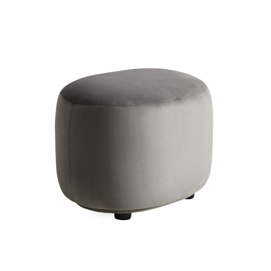 Curvo Velvet Oval Ottoman - Grey - sofa Grey Velvet BUBULAND HOME