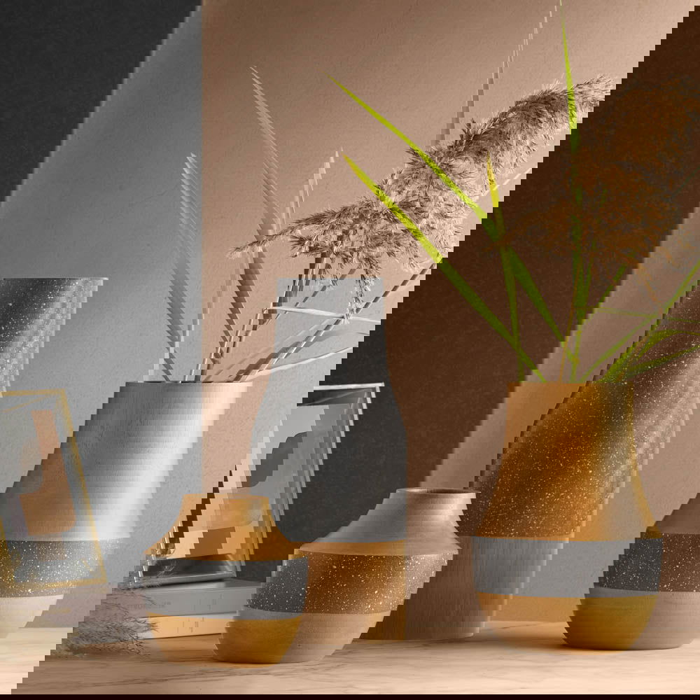 Danae Mango Wood Two-Colour Vases - vases Small BUBULAND HOME