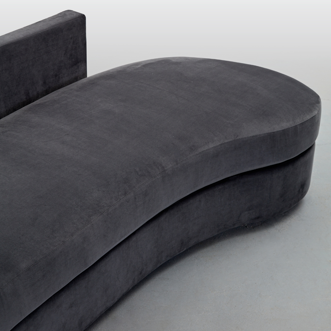 Dutti Curved 4 Seater Sofa with Pinched Plate - Grey Velvet BUBULAND HOME