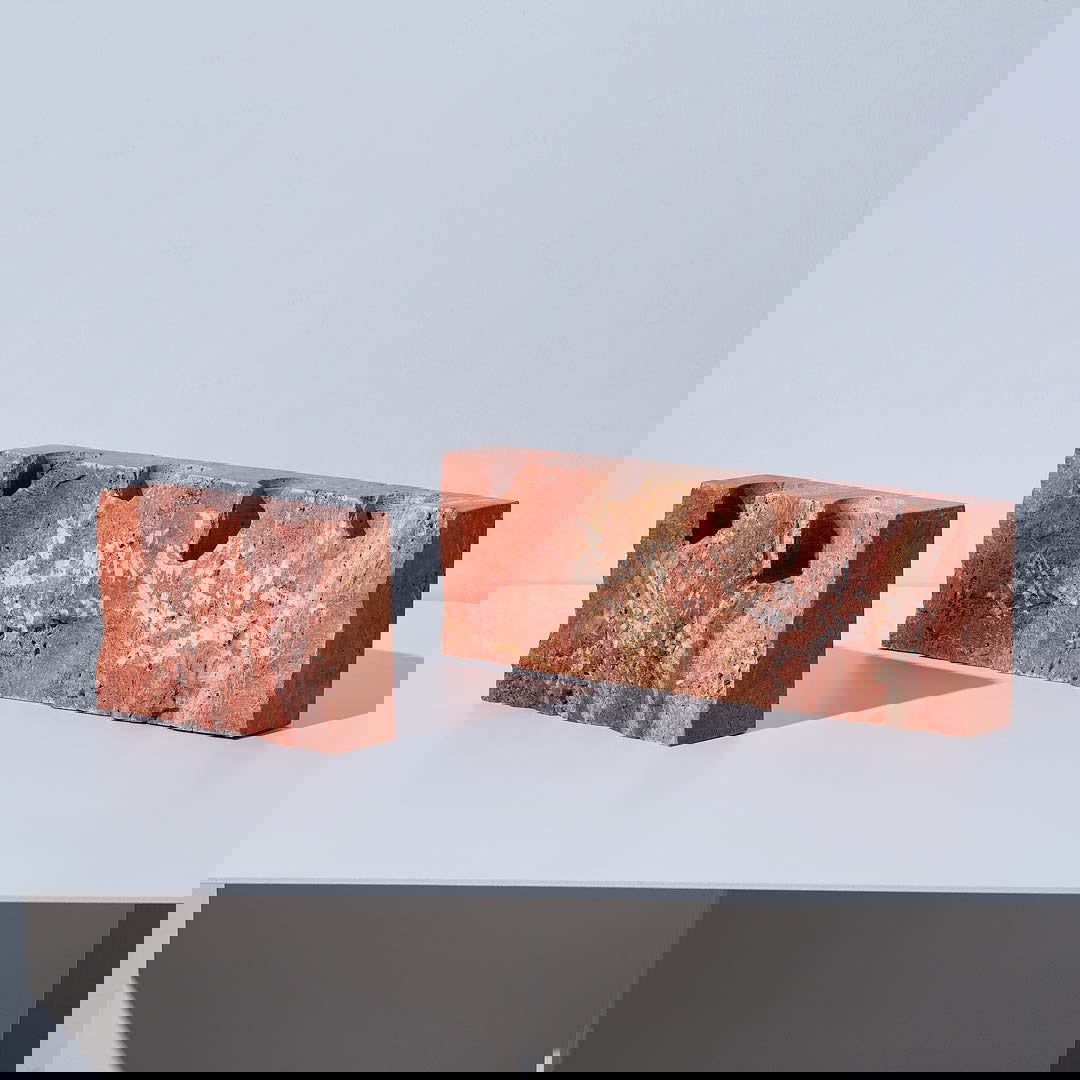 Edge Box Travertine Candle Holder - Red - Small & Large Sizes - Homewares Small BUBULAND HOME