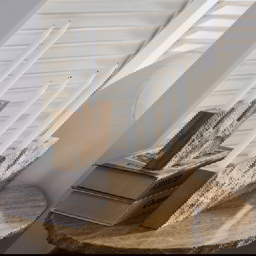 Edge Box Travertine Candle Holder - Sand - Small & Large Sizes - Homewares Small BUBULAND HOME