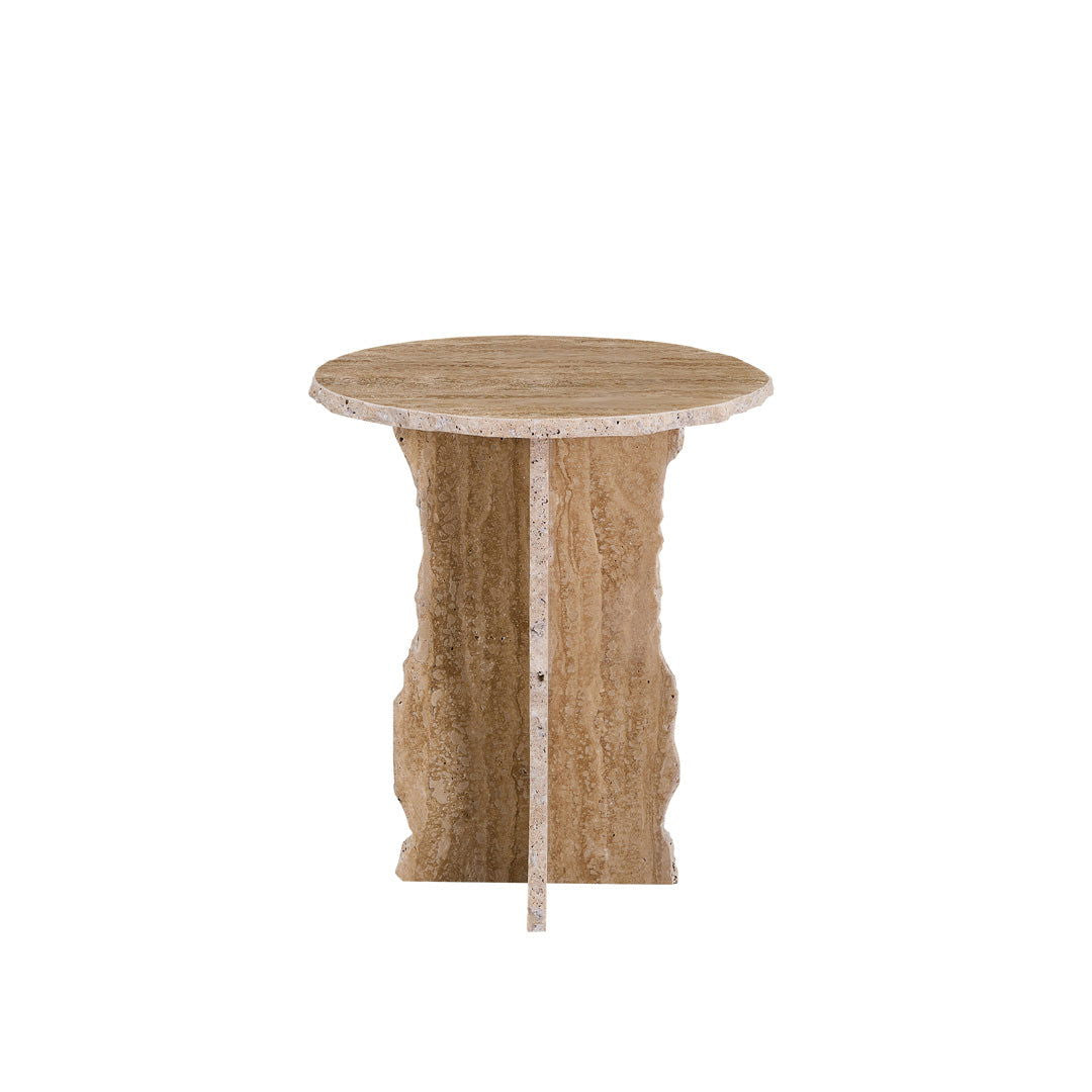 Edge Travertine Side Table - Side Table Default Title BUBULAND HOME