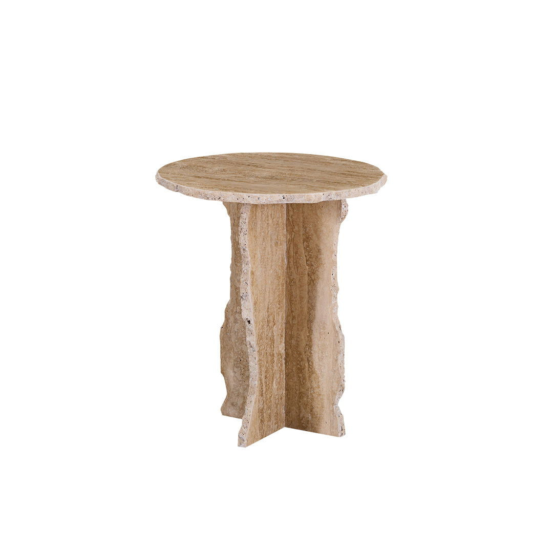 Edge Travertine Side Table - Side Table Default Title BUBULAND HOME