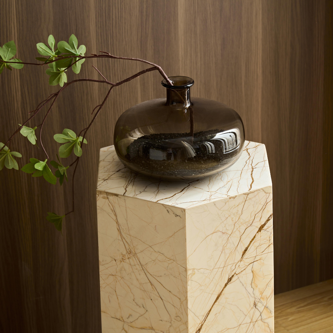 Elliot Hexagonal Marble Plinth - Brown Vein - Short BUBULAND HOME