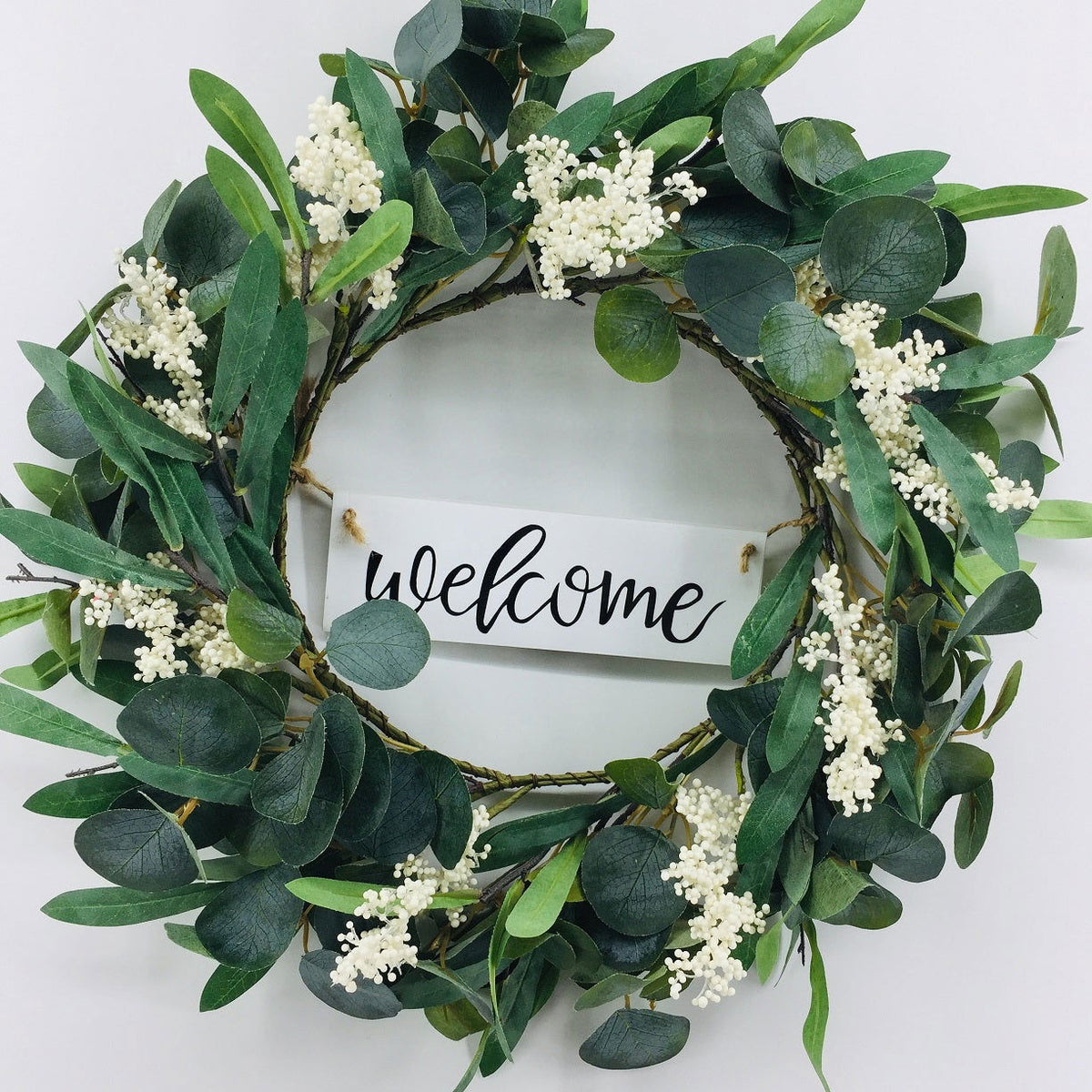 Foliage and White Floral Wreath - Seasonal & Holiday Decorations Default Title BUBULAND HOME