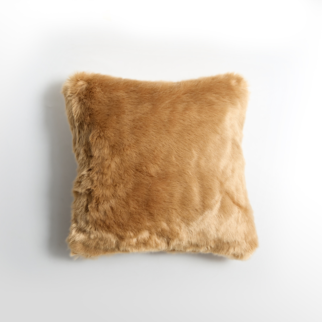 Glamour Caramel Faux Fur Cushion - Square - Cushions Caramel BUBULAND HOME