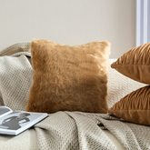 Glamour Caramel Faux Fur Cushion - Square - Cushions Caramel BUBULAND HOME