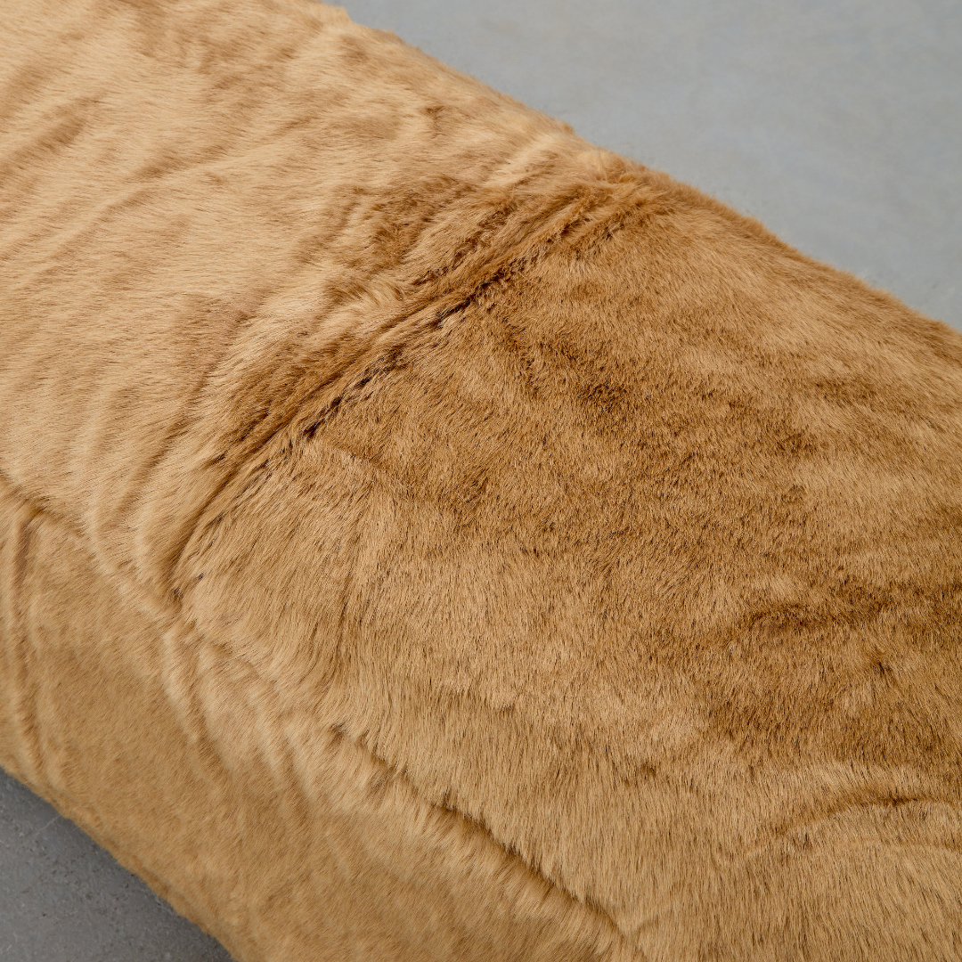 Glamour Long Oval Ottoman - Caramel Faux Fur BUBULAND HOME