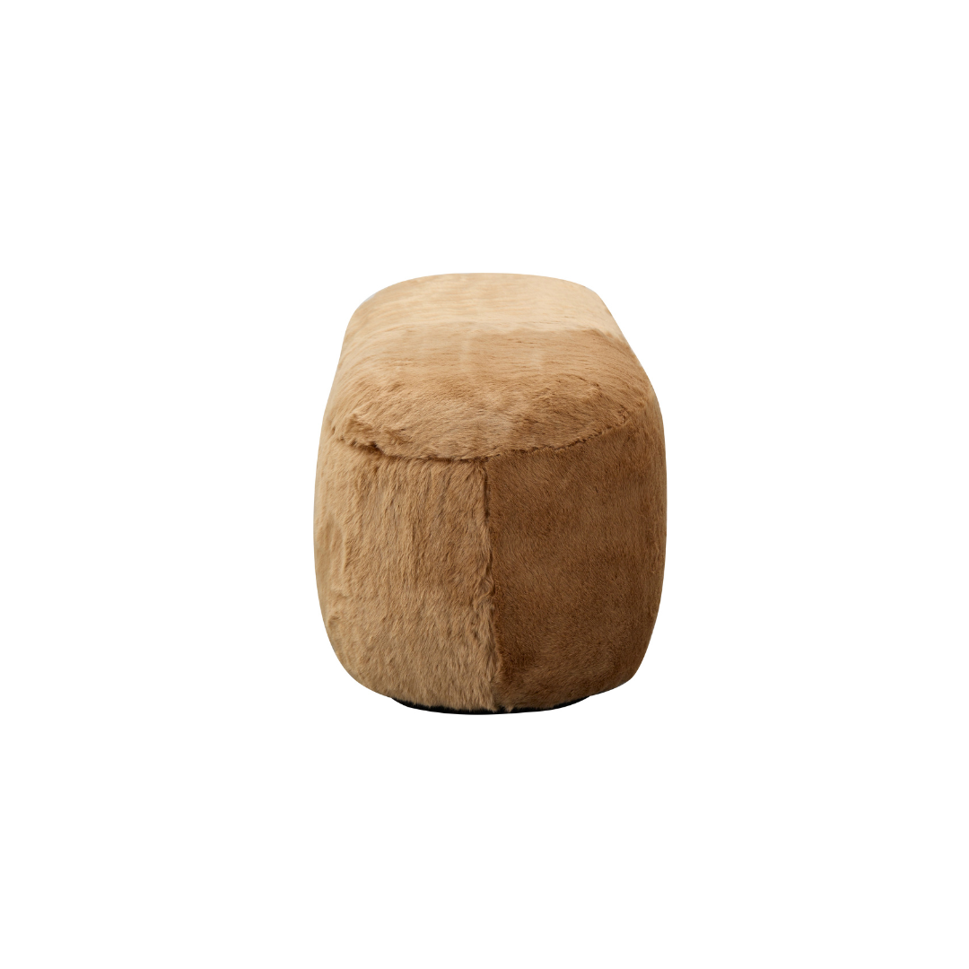 Glamour Long Oval Ottoman - Caramel Faux Fur BUBULAND HOME