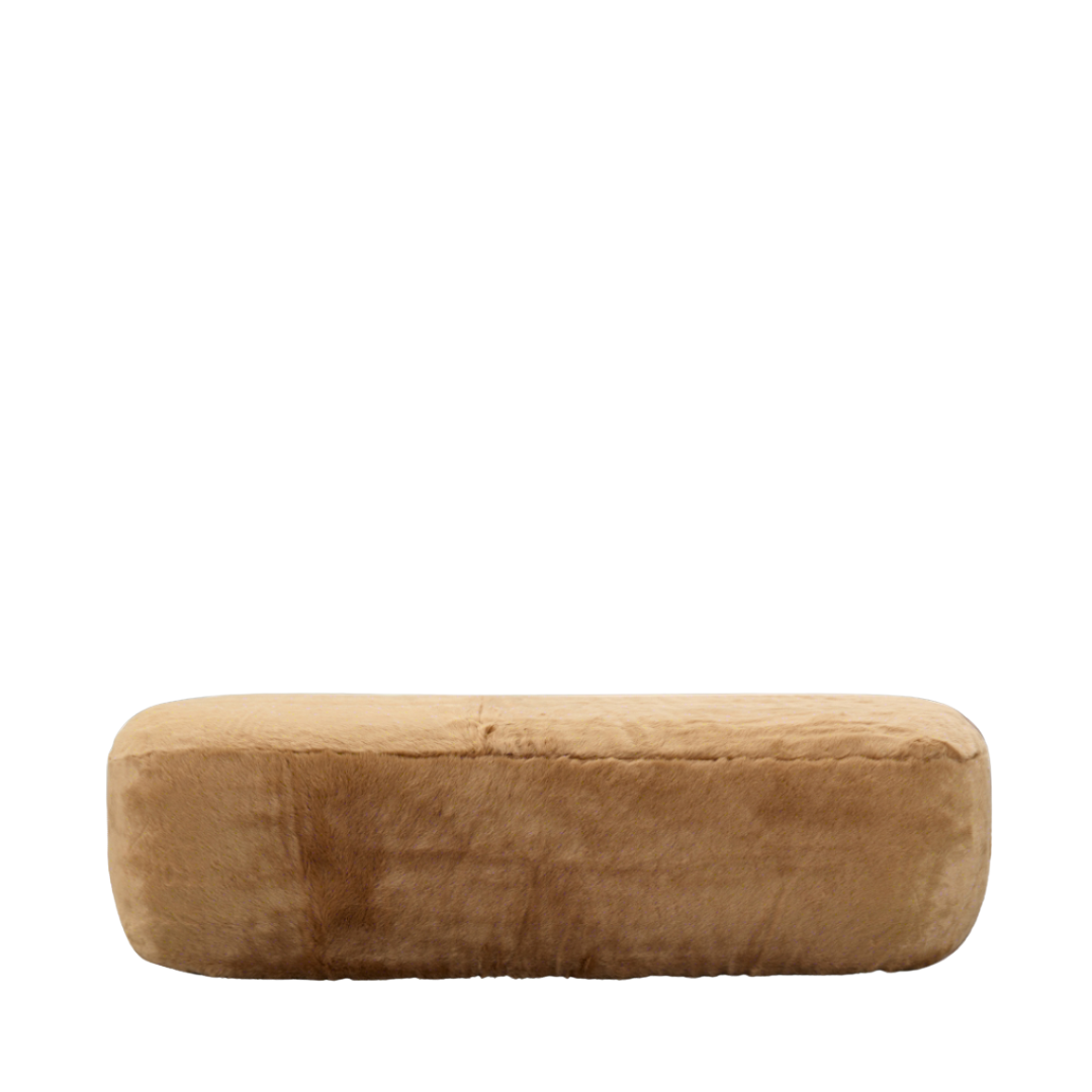 Glamour Long Oval Ottoman - Caramel Faux Fur BUBULAND HOME