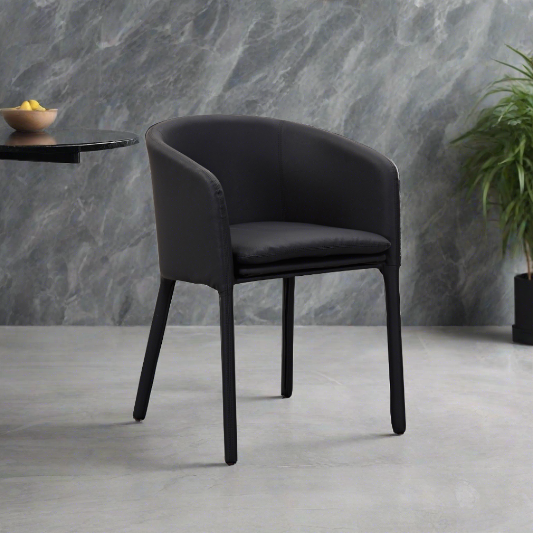 Goblet Dining Chair - Black Faux Leather - dining chair Black BUBULAND HOME