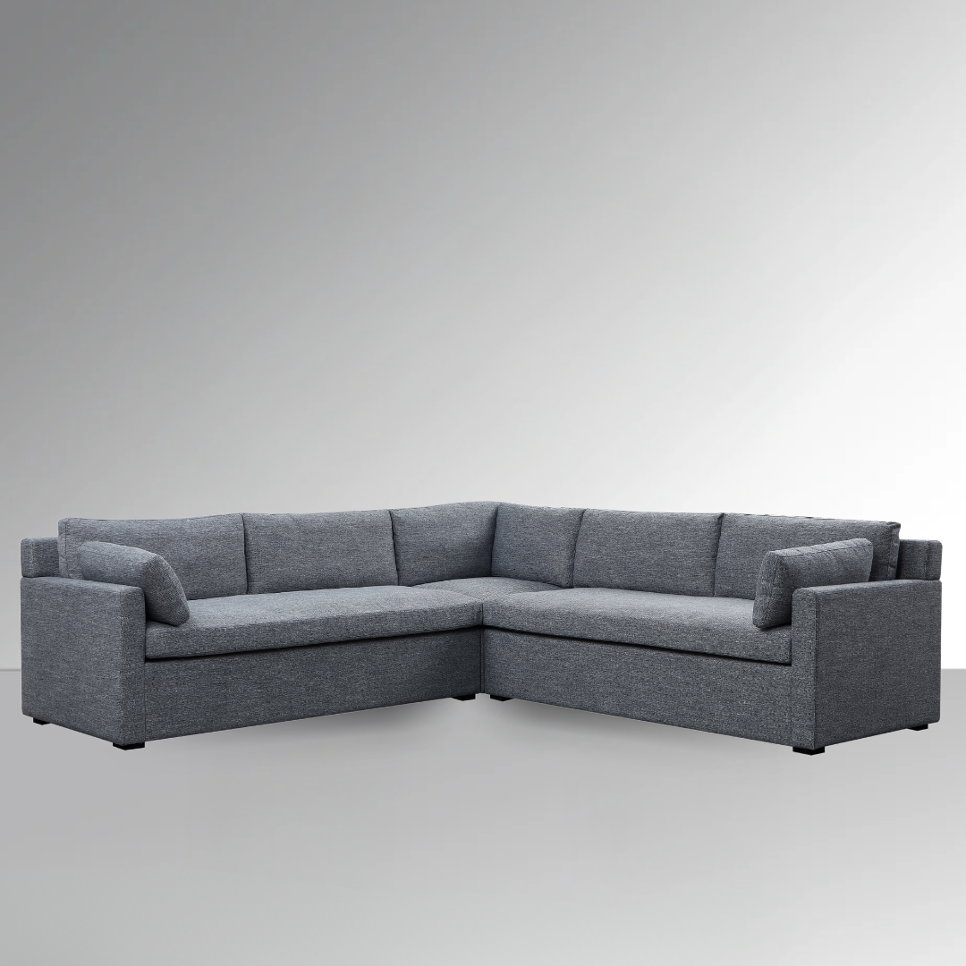 Hamilton L-Shaped Modular Sofa - Navy & Grey Weave - sofa 3 Pieces - 5 Seater (Left + Right Arm + Corner Seat) / Navy and Grey Weave BUBULAND HOME