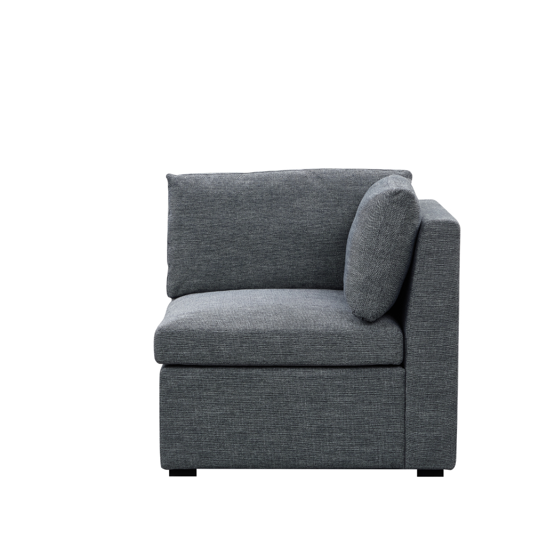 Hamilton L-Shaped Modular Sofa - Navy & Grey Weave - sofa 3 Pieces - 5 Seater (Left + Right Arm + Corner Seat) / Navy and Grey Weave BUBULAND HOME