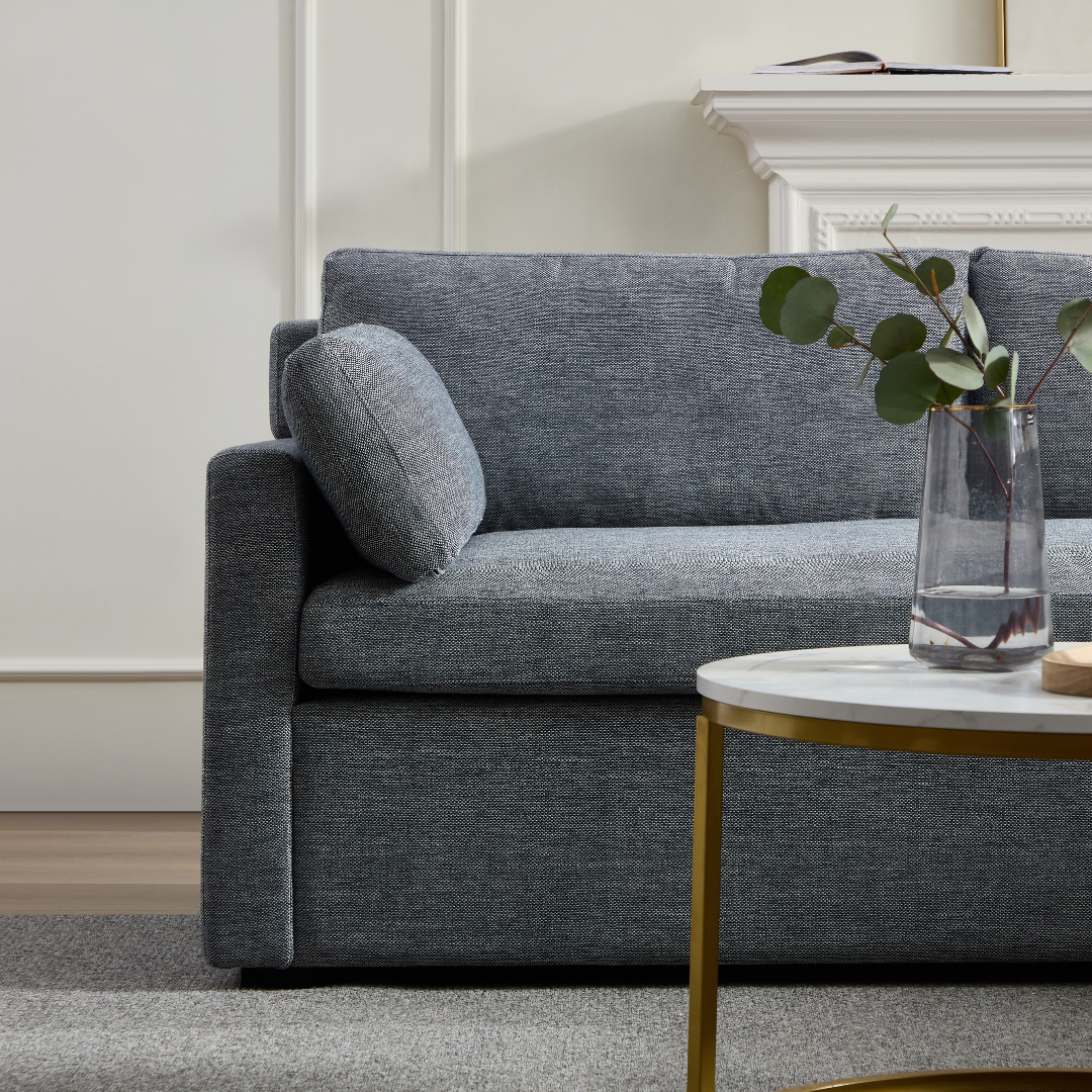 Hamilton L-Shaped Modular Sofa - Navy & Grey Weave - sofa 3 Pieces - 5 Seater (Left + Right Arm + Corner Seat) / Navy and Grey Weave BUBULAND HOME