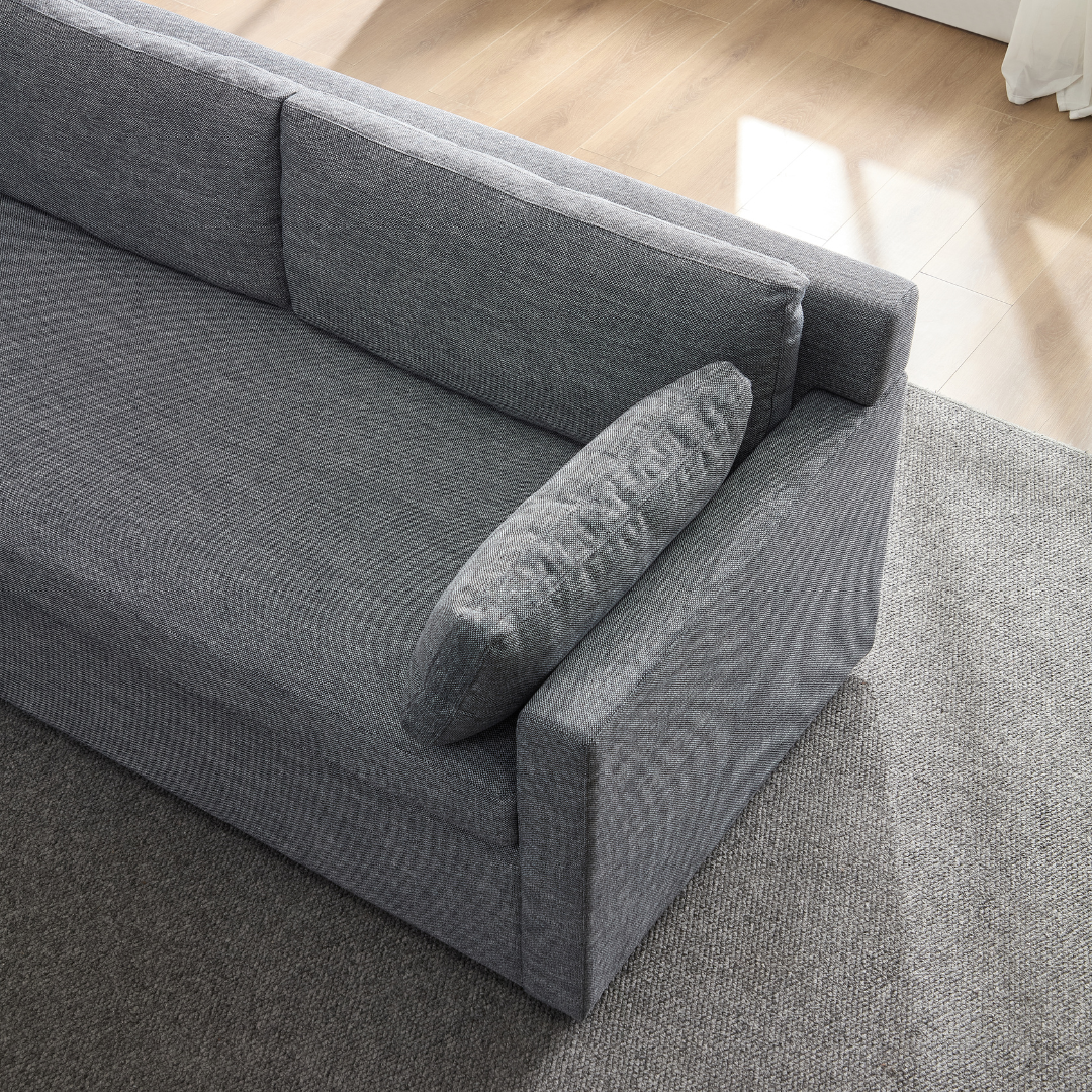Hamilton L-Shaped Modular Sofa - Navy & Grey Weave - sofa 3 Pieces - 5 Seater (Left + Right Arm + Corner Seat) / Navy and Grey Weave BUBULAND HOME