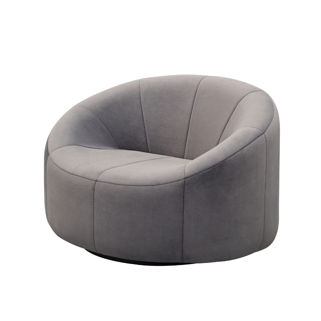 Hugo Swivel Armchair - Grey Patterned Velvet BUBULAND HOME