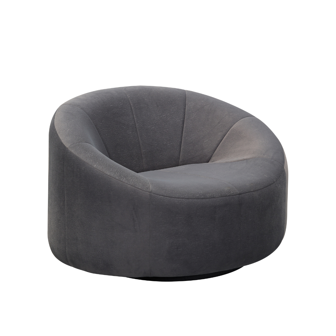 Hugo Swivel Armchair - Grey Patterned Velvet BUBULAND HOME