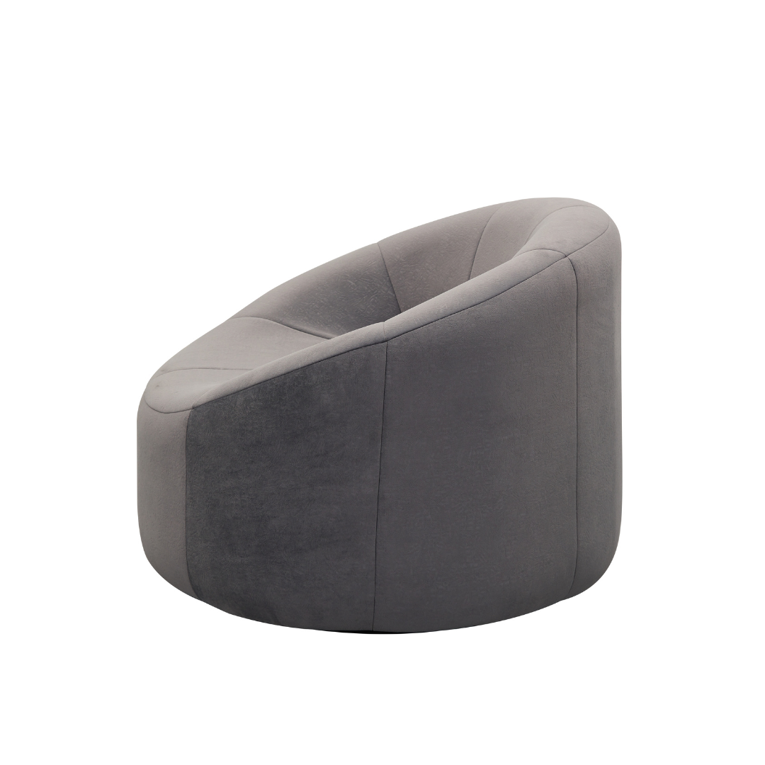 Hugo Swivel Armchair - Grey Patterned Velvet BUBULAND HOME