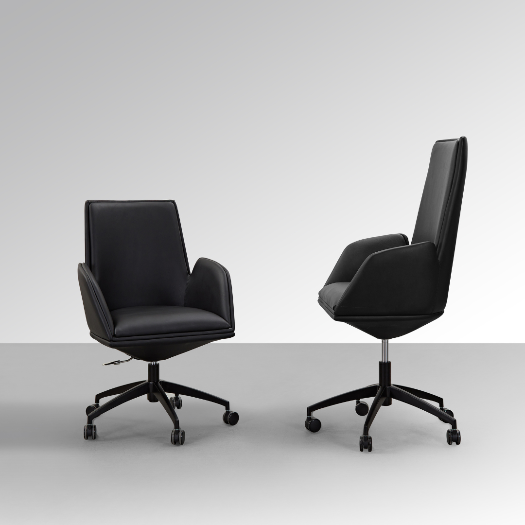 Imperial Low Office Chair - Black Faux Leather - Office Chair Black BUBULAND HOME