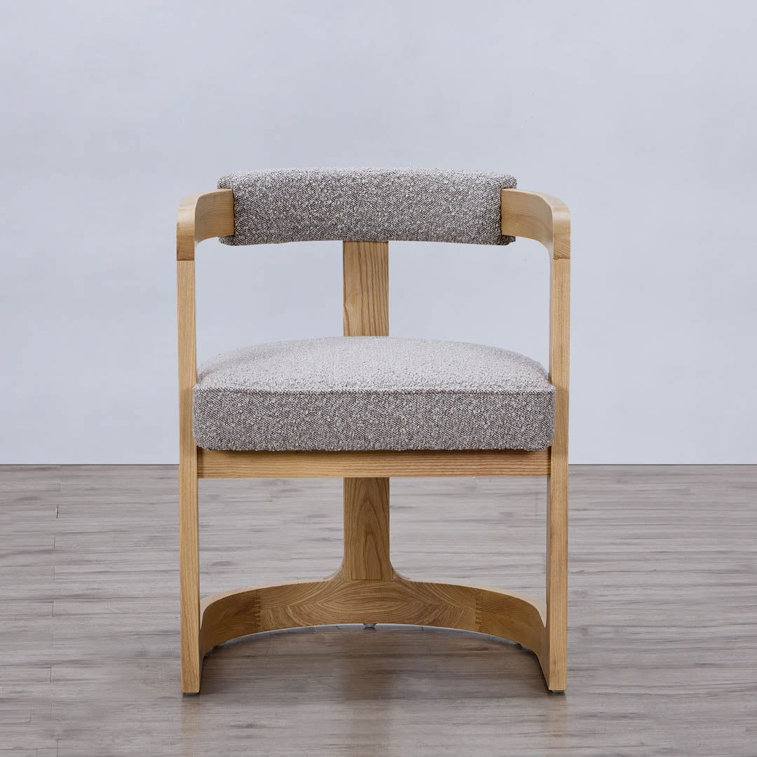 Kelly Hardwood & Boucle Dining Chair - Natural & Dove Grey BUBULAND HOME