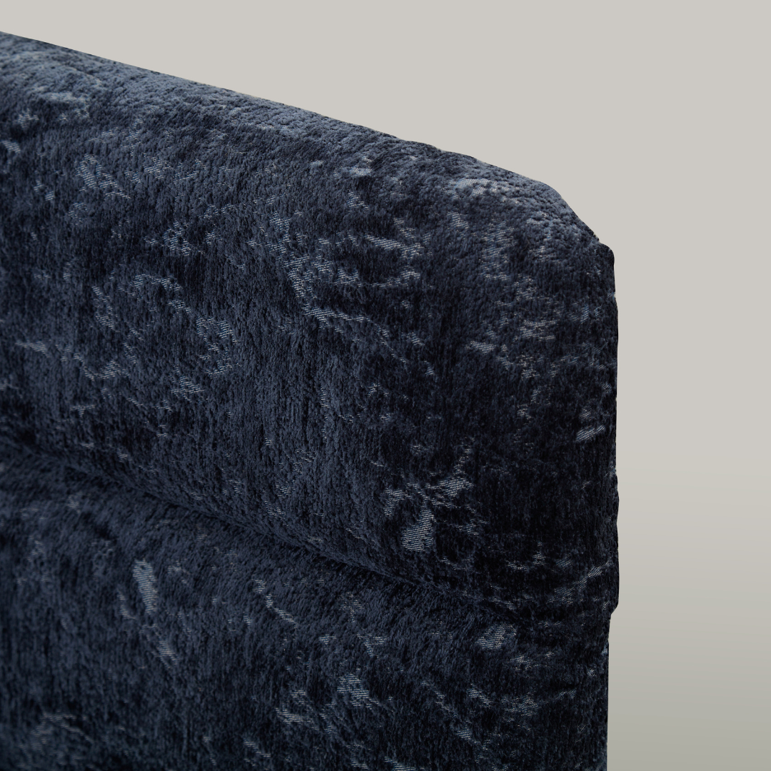 Kensington Horizontal Panelled Bed - Navy Blue Textured Fabric - Bedhead Queen / Navy Blue (Textured Fabric) BUBULAND HOME
