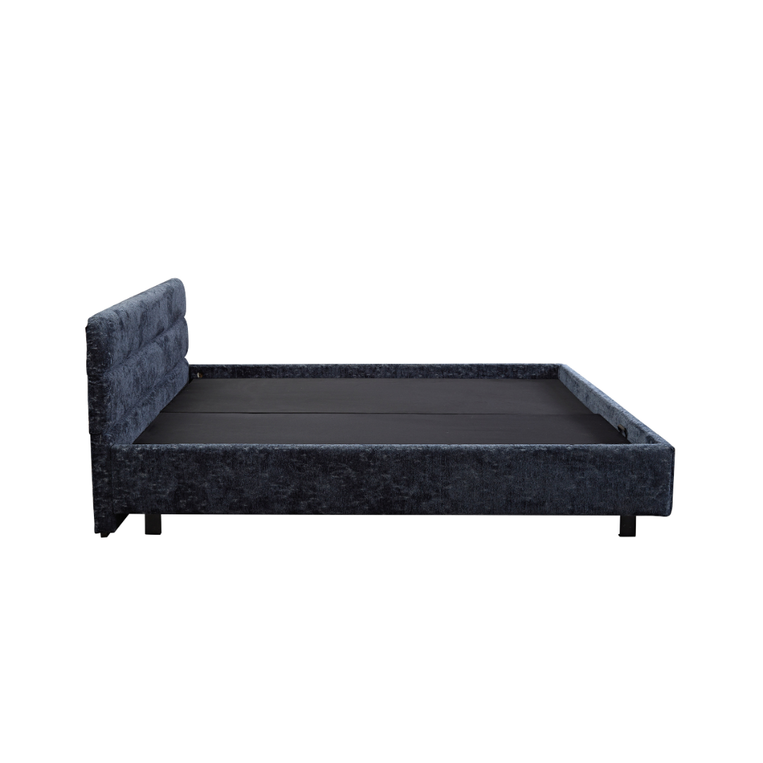 Kensington Horizontal Panelled Bed - Navy Blue Textured Fabric - Bedhead Queen / Navy Blue (Textured Fabric) BUBULAND HOME