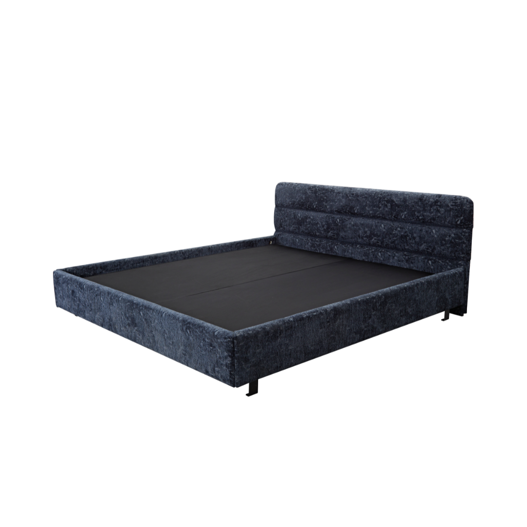Kensington Horizontal Panelled Bed - Navy Blue Textured Fabric - Bedhead Queen / Navy Blue (Textured Fabric) BUBULAND HOME