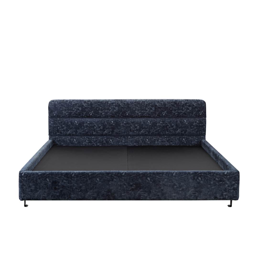Kensington Horizontal Panelled Bed - Navy Blue Textured Fabric - Bedhead Queen / Navy Blue (Textured Fabric) BUBULAND HOME