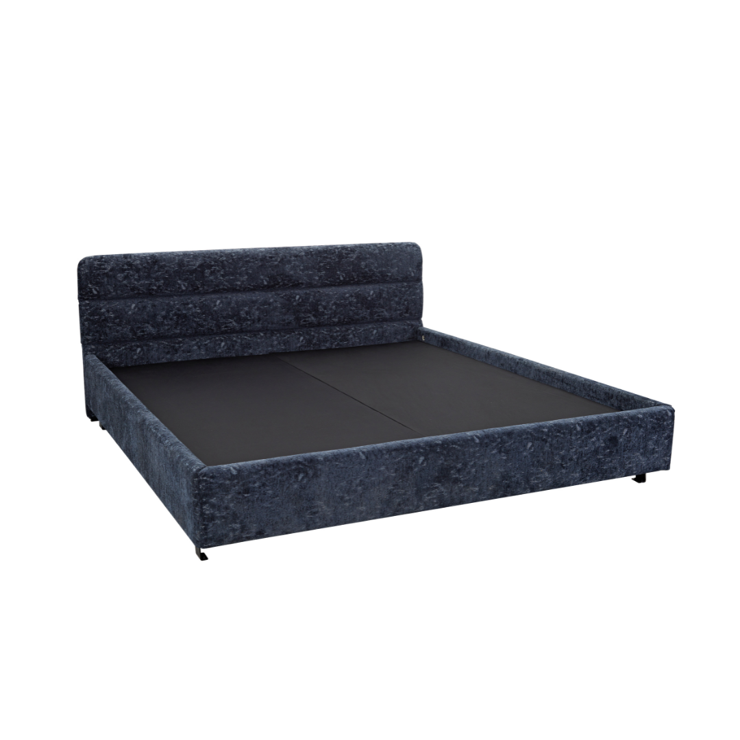 Kensington Horizontal Panelled Bed - Navy Blue Textured Fabric - Bedhead Queen / Navy Blue (Textured Fabric) BUBULAND HOME