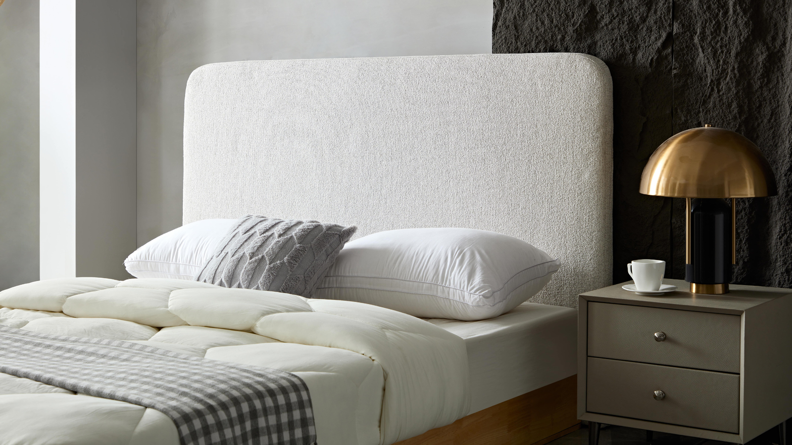 Lisa Bedhead with Bottom Cable Management Cutout - Weave Oatmeal - Bedhead Queen / Weave Oatmeal BUBULAND HOME