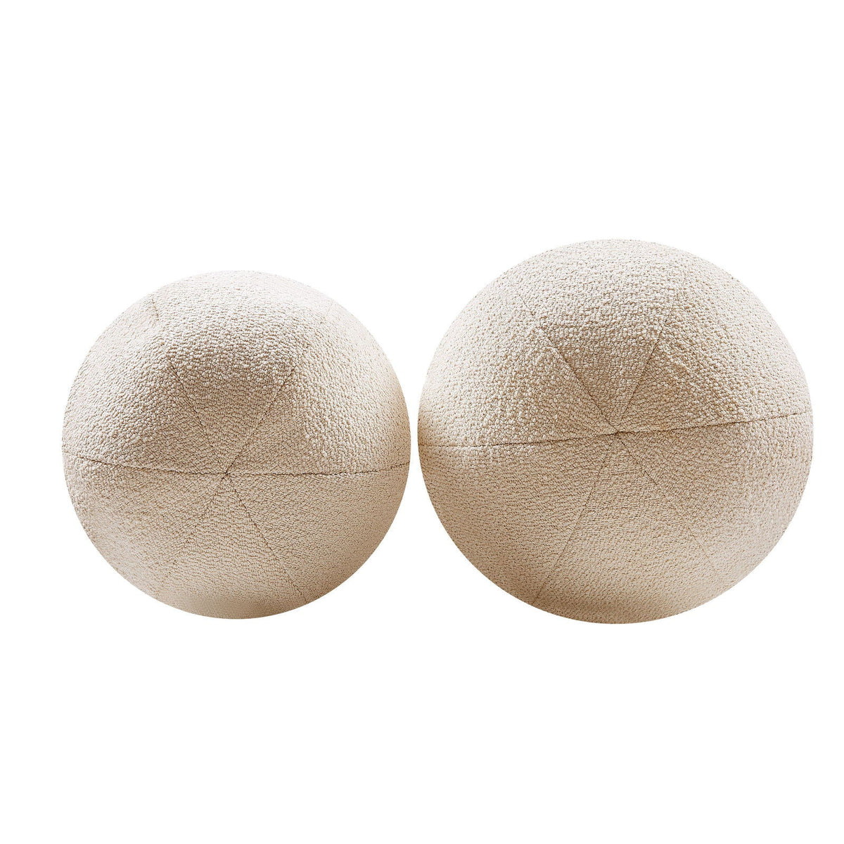 Louis Ball Cushions - Natural White Boucle - Cushions 25cm Diam BUBULAND HOME
