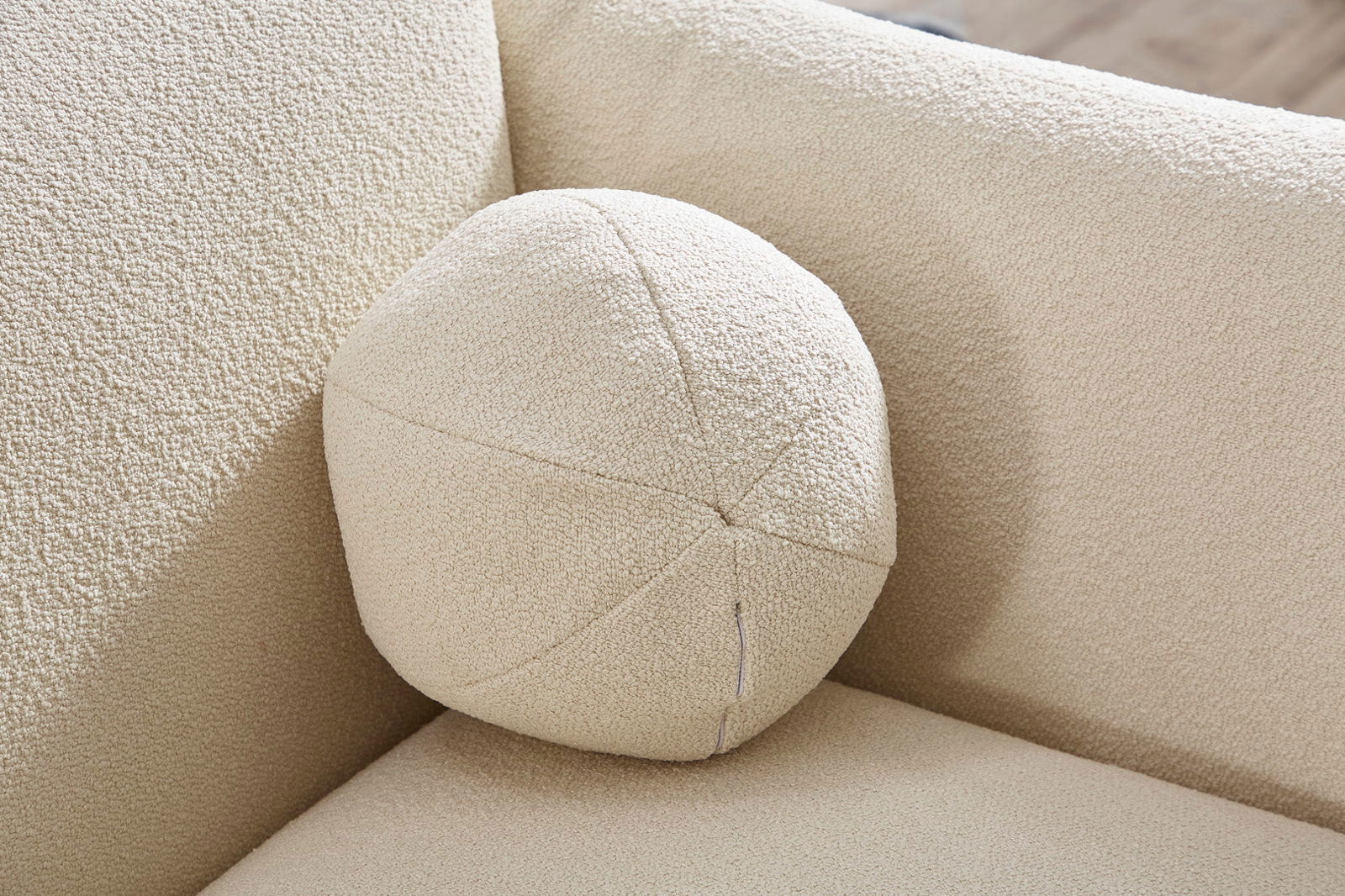 Louis Ball Cushions - Natural White Boucle - Cushions 25cm Diam BUBULAND HOME