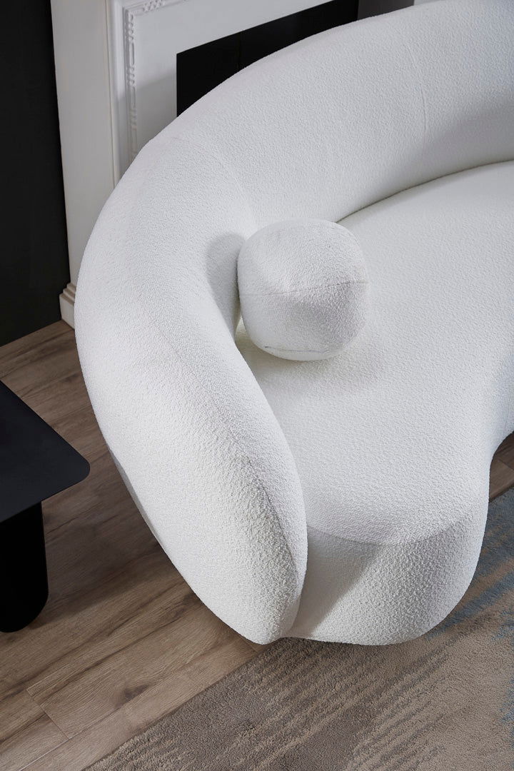 Louis Ball Cushions - Pure White Boucle - Cushions 25cm Diam BUBULAND HOME