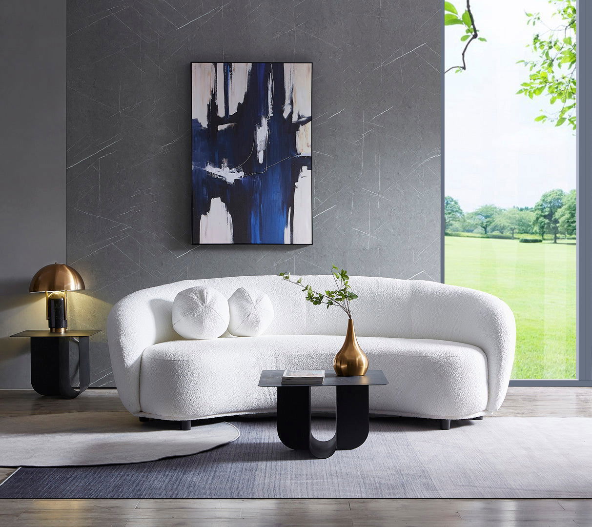 Louis Ball Cushions - Pure White Boucle - Cushions 25cm Diam BUBULAND HOME