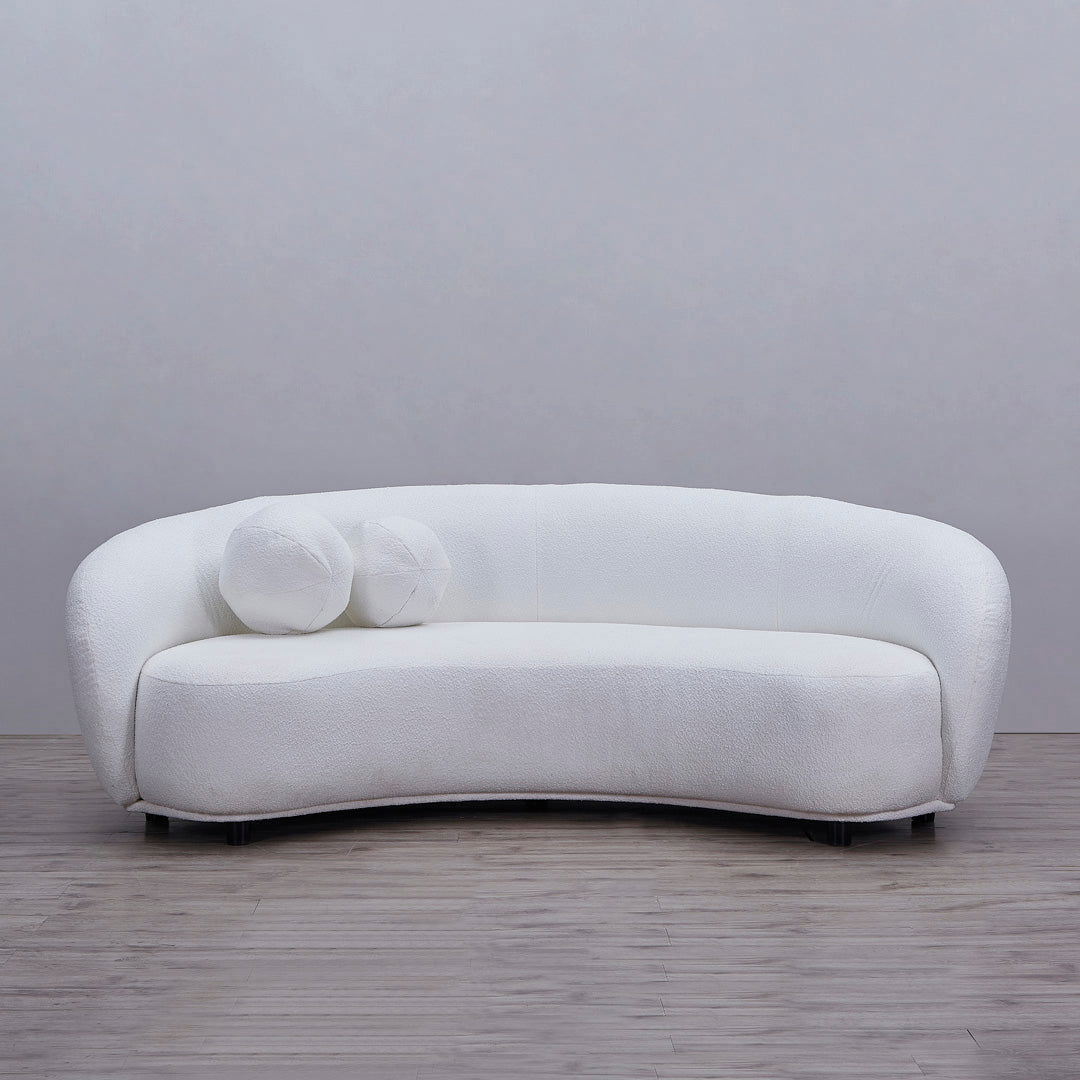 Louis Ball Cushions - Pure White Boucle - Cushions 25cm Diam BUBULAND HOME