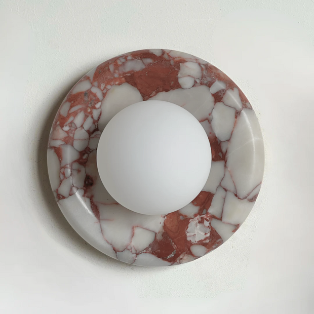 Luna Sconce Wall Light - Bulgari Red Marble Curved Plate 20cm - Lamps Default Title BUBULAND HOME