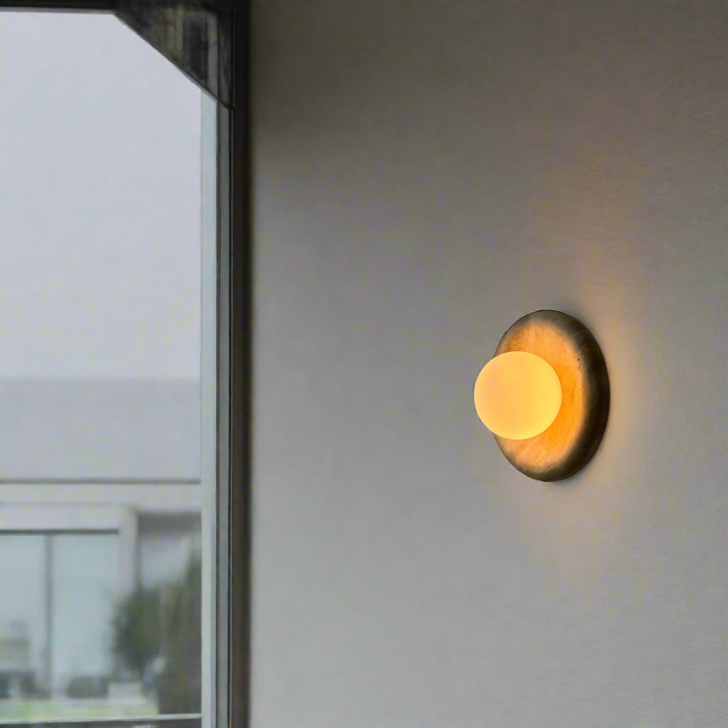 Luna Sconce Wall Light - Travertine Curved Plate 20cm - Lamps Default Title BUBULAND HOME