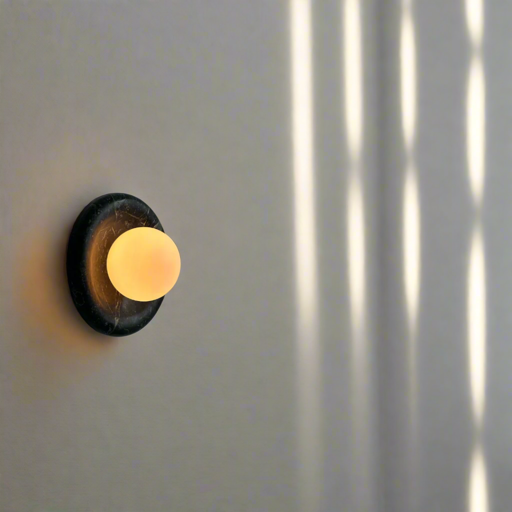 Luna Sconce Wall Light - Verde Green Marble Curved Plate 20cm BUBULAND HOME