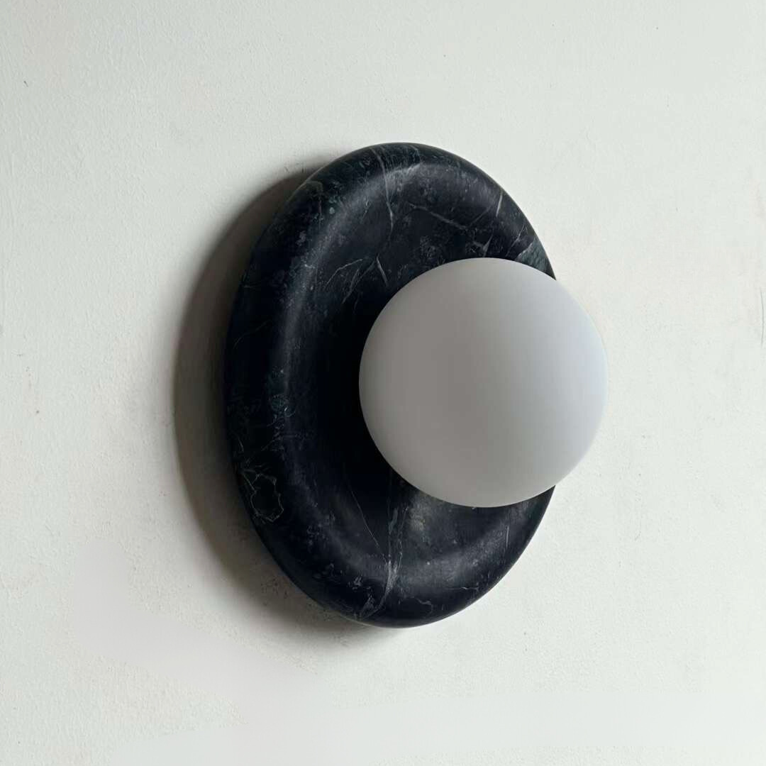 Luna Sconce Wall Light - Verde Green Marble Curved Plate 20cm BUBULAND HOME