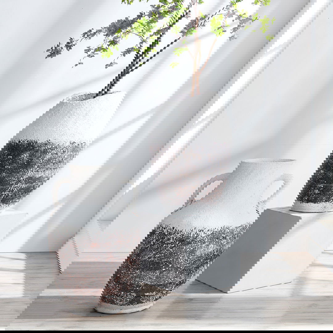 Mediterranean Ceramic Floor Vase White BUBULAND HOME