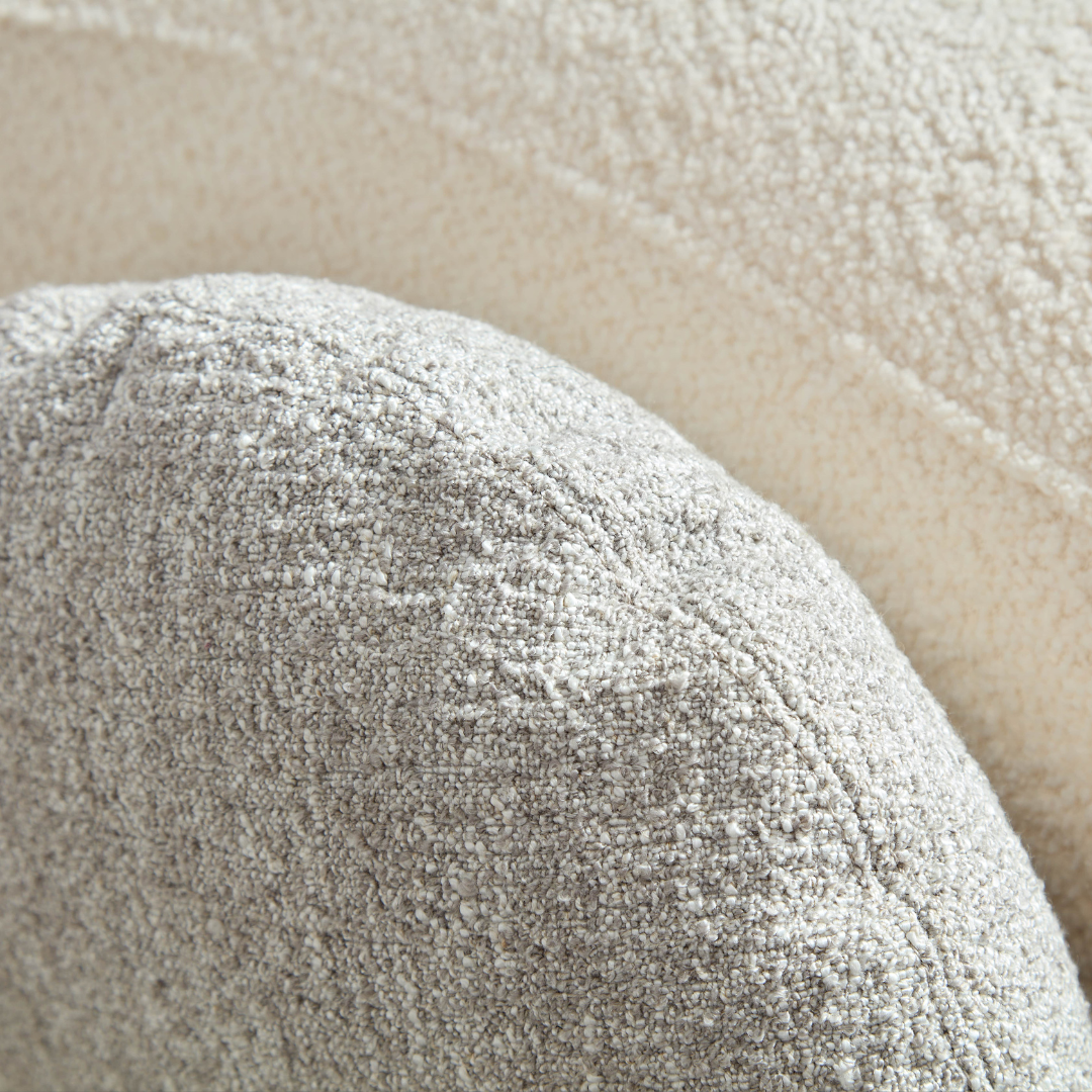 Moon Premium Weave Fabric Cushion - Dual Colours White/Dove Grey Flat Round BUBULAND HOME