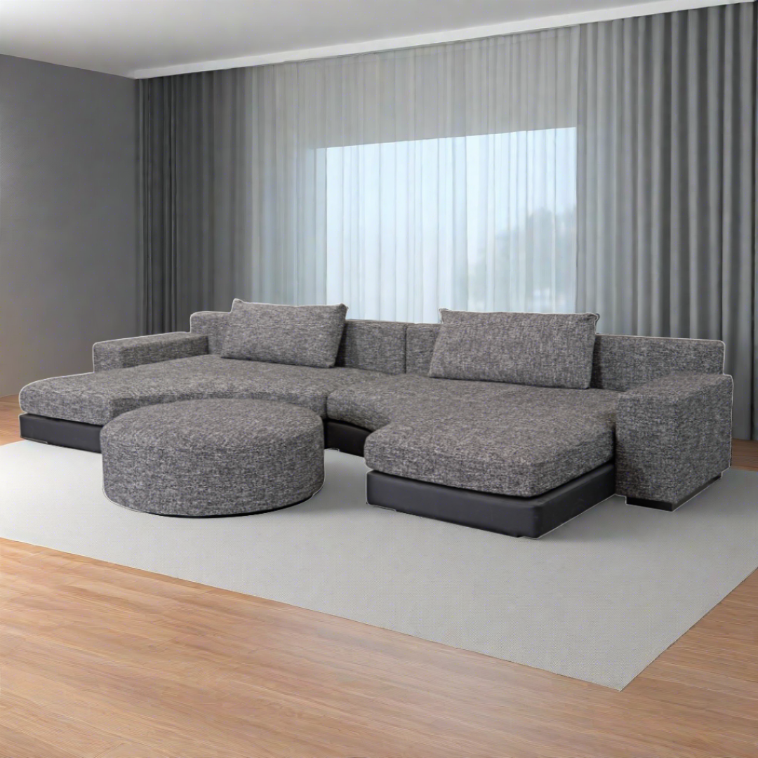 Moon Round Ottoman - Dual Colours Black/White BUBULAND HOME