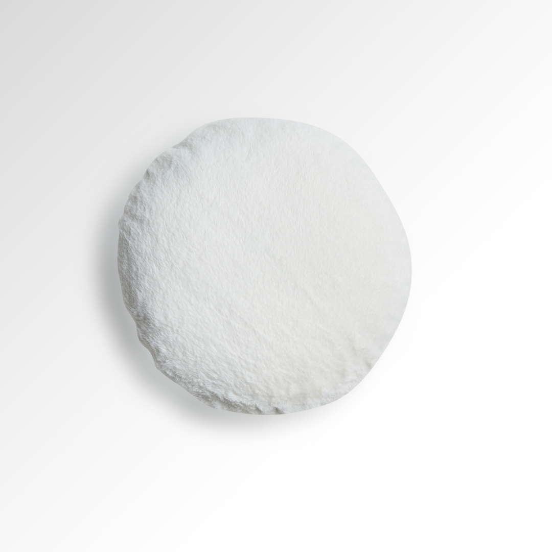Moon White Faux Fur Cushion - Flat Round - Cushions White BUBULAND HOME