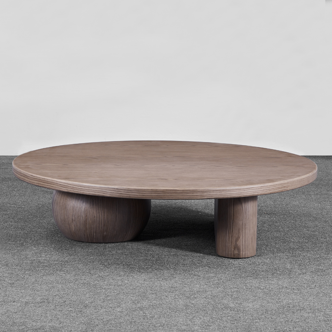 Orb  Timber Coffee Table Front View in Timber Room