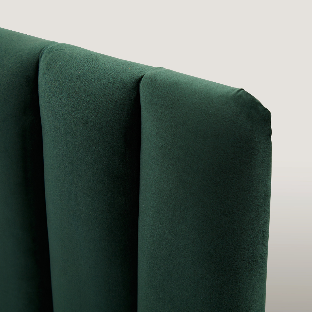 Paddington Vertical Panelled Bed - Green Velvet BUBULAND HOME