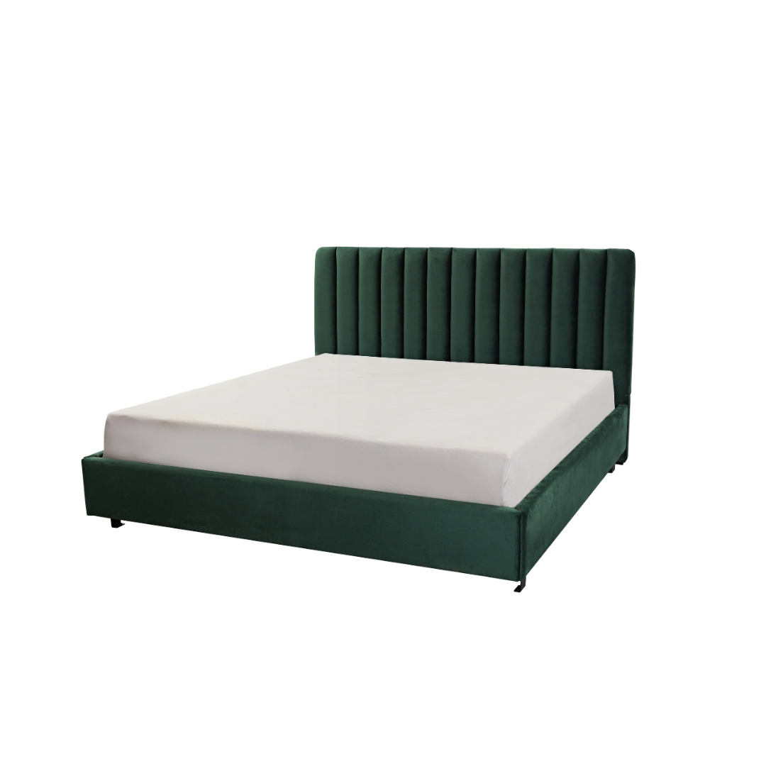 Paddington Vertical Panelled Bed - Green Velvet BUBULAND HOME